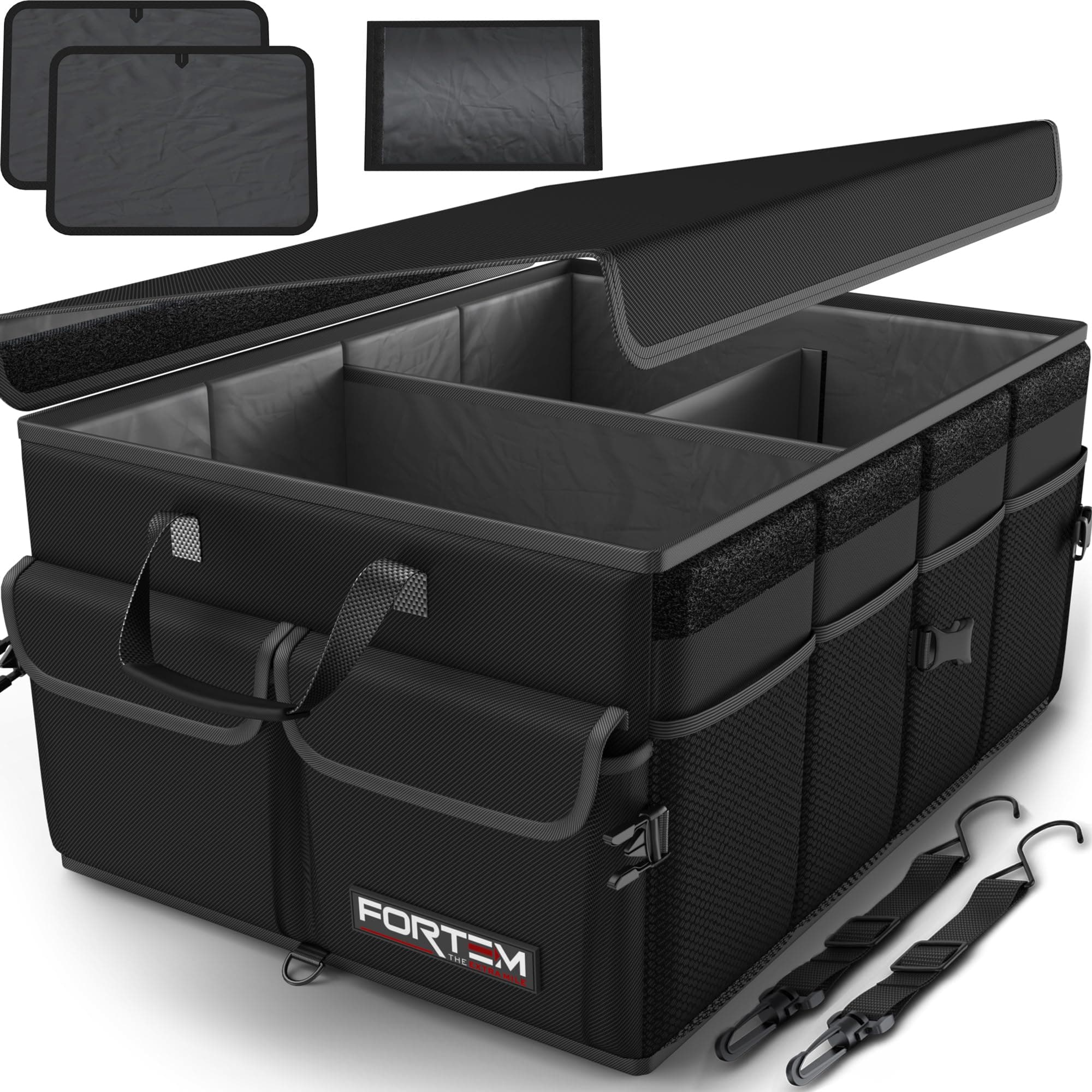🚗🧳 FORTEM Kofferraum Organizer | Zusammenklappbar & Robust | Auto Tasche mit Fächern und Rutschfestem Boden