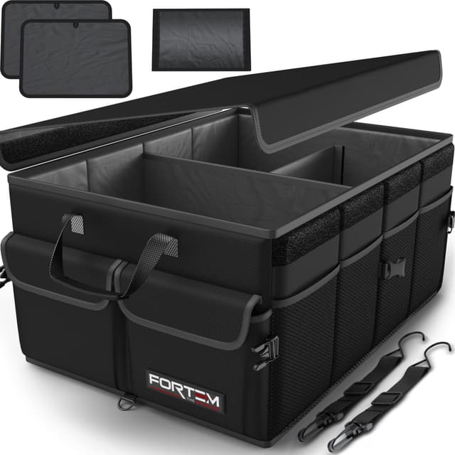 🚗🧳 FORTEM Kofferraum Organizer | Zusammenklappbar & Robust | Auto Tasche mit Fächern und Rutschfestem Boden