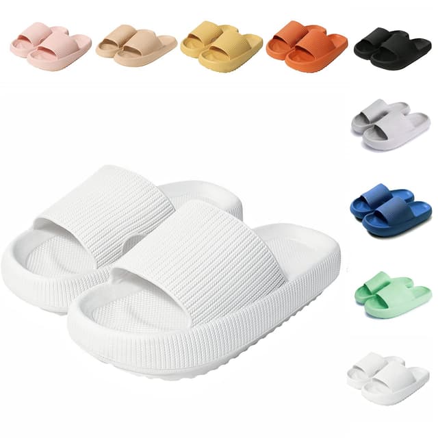 Sumvov Cozyslides Original Damen Schlappen 100% EVA Super Weich Rutschfest Badeschuhe Cozislides Original Hausschuhe Damen 34/35 EU Weiß 🌟