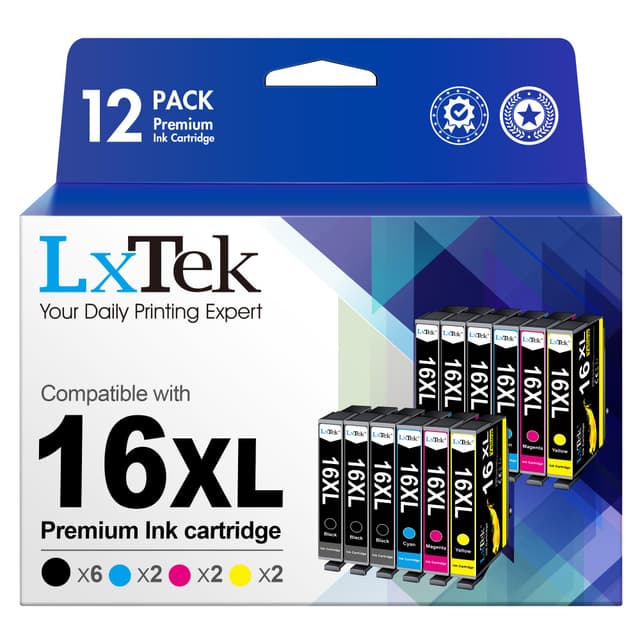 🖨️ LxTek 16XL Multipack Patronen Kompatibel für Epson Workforce WF-2630 WF-2760 WF-2750 WF-2660 WF-2650 WF-2540 WF-2510 WF-2530 WF-2010 (12er-Pack) 🌈