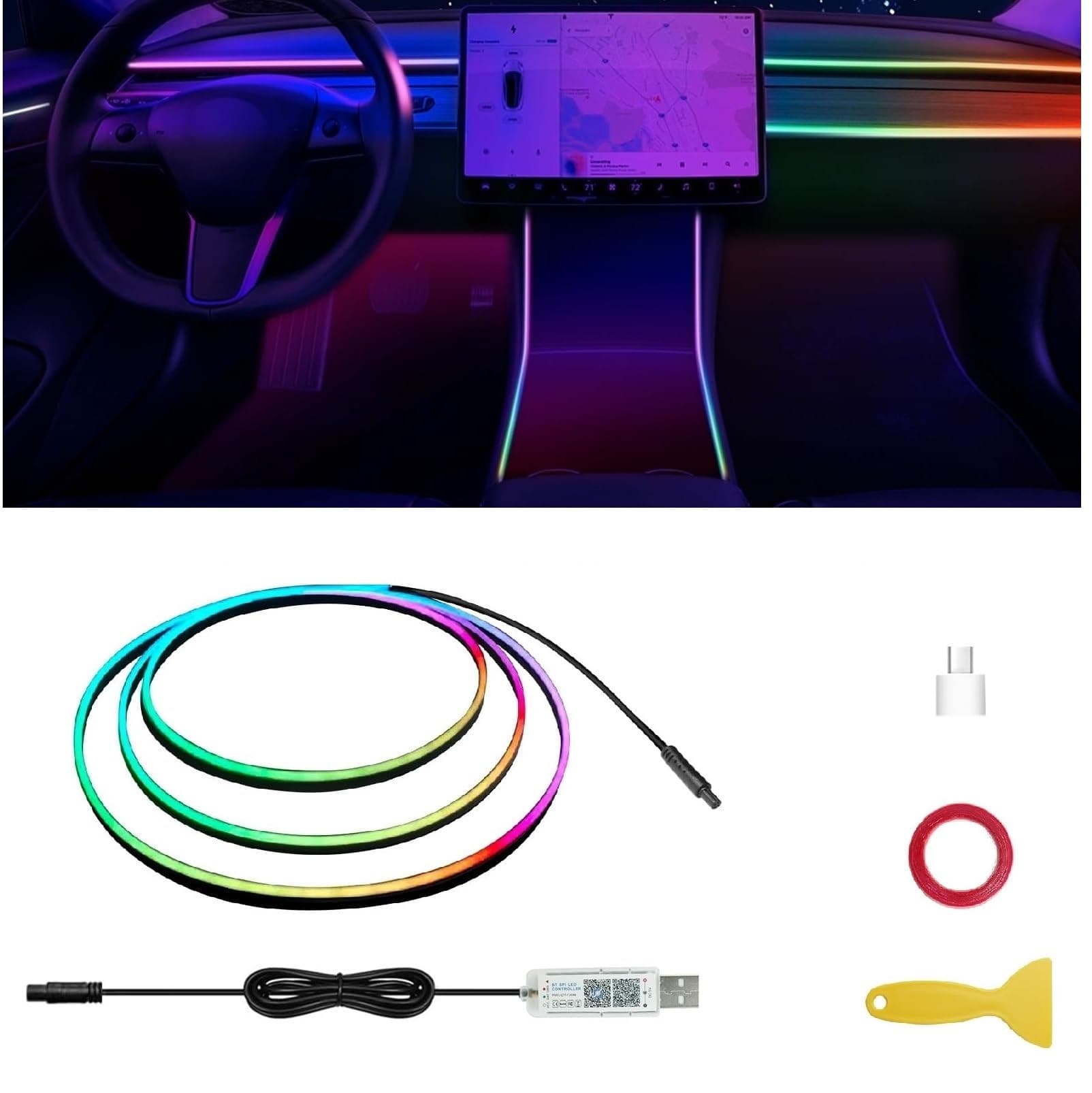 FIVAVA LED Auto Innenraumbeleuchtung mit 16 Millionen Farbkombinationen 🌈