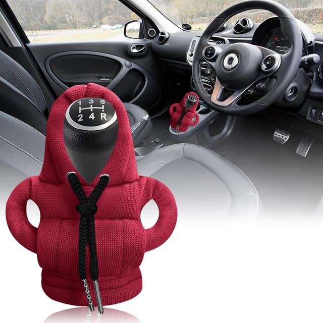 SXCCNW Auto Schaltknauf Abdeckung - Schaltknauf Hoodie Abdeckung 15 x 13 cm Rot