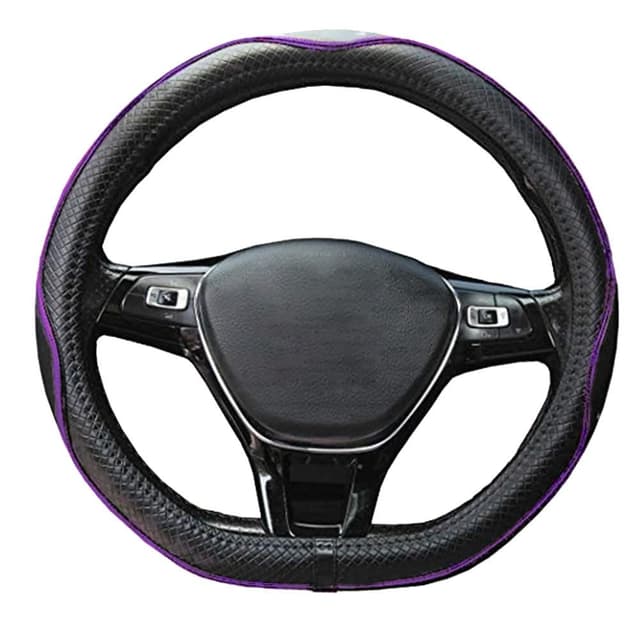 🚗🔥 Angebot: Lila Schwarz D-Cut Lenkradbezug - Rutschfest & Atmungsaktiv