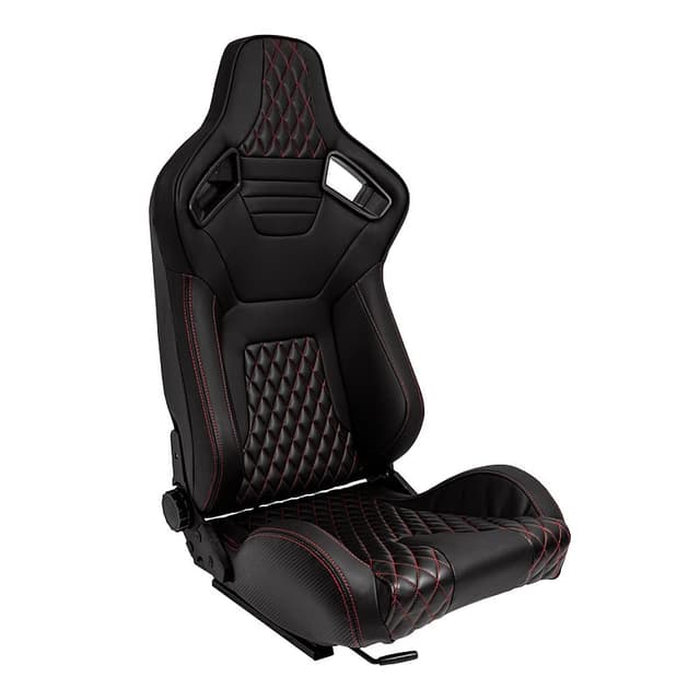 🚗 AUTO-STYLE Sportsitze 'AK' Schwarz Kunstleder + Rote Naten 🏁