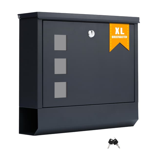 Zedelmaier XL Briefkasten Anthrazit Wandbriefkasten mit Zeitungsfach und Schloss 📬🗝️