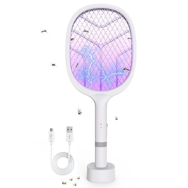 BeauFIvv Elektrische Fliegenklatsche: 4800V Fliegenklatsche Elektrisch mit UV-Falle