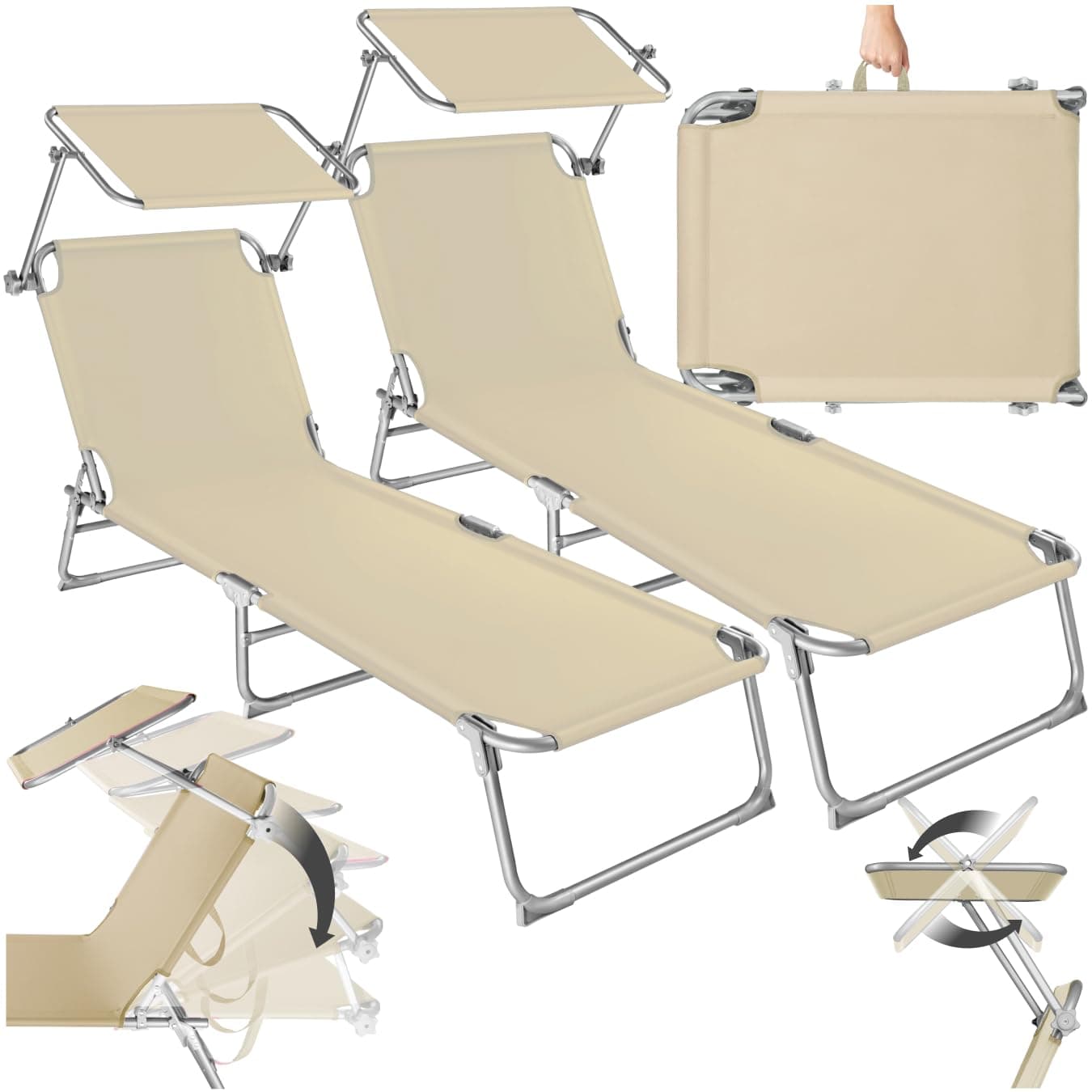 🌞 Entspannung pur! Tectake 2er Set Liegestuhl Garten mit Sonnenschutz 🏖️
