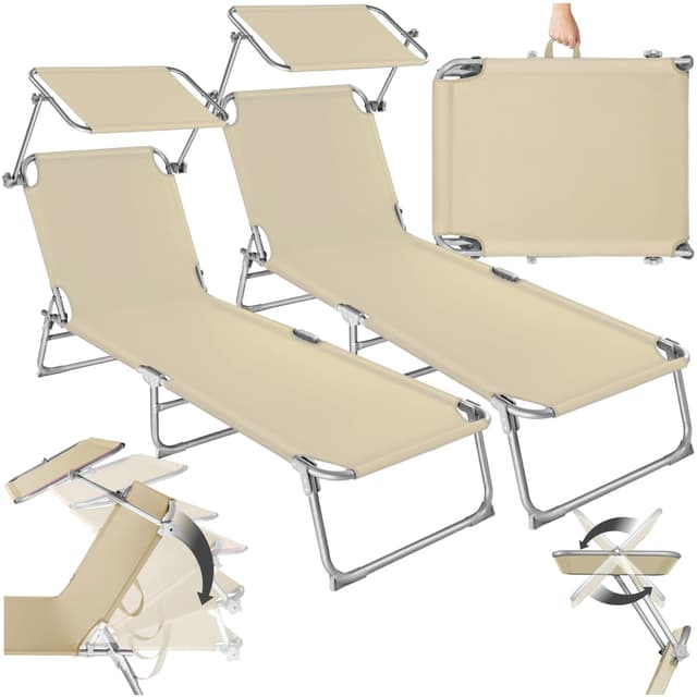 🌞 Entspannung pur! Tectake 2er Set Liegestuhl Garten mit Sonnenschutz 🏖️