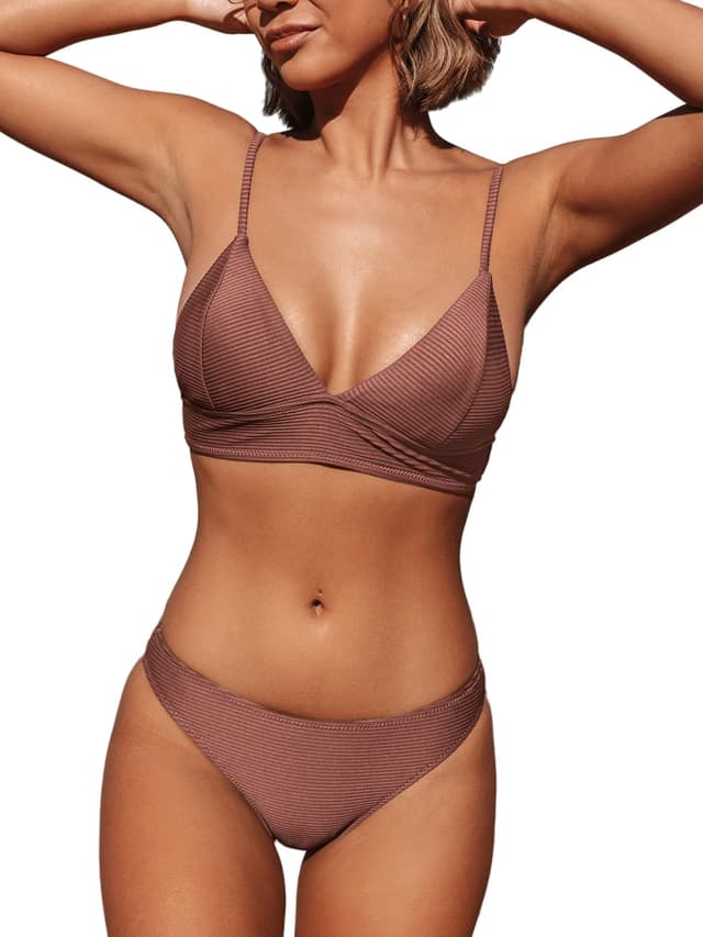 CUPSHE Damen Bikini Set Crossover Bustier High Waist Bikini Bademode Elegant Zweiteiliger Badeanzug Swimsuit L Ziegelrot 🩱🌞