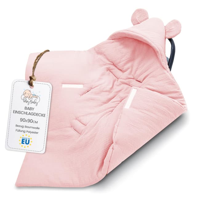 Einschlagdecke Babyschale Baby Decke Musselin 90x90 cm - Winterschlafsack Blanket Fußsack Kinderwagen Zubehör