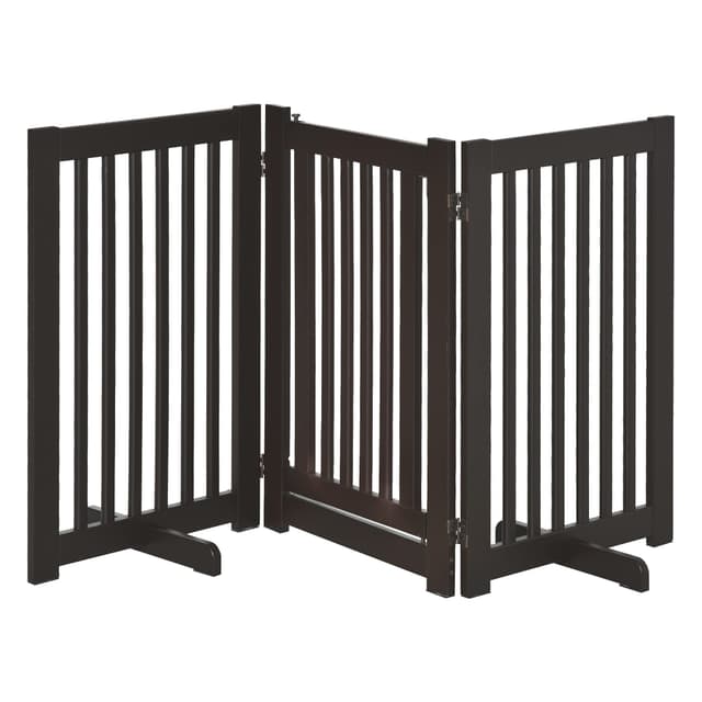 PawHut Absperrgitter Holz Freistehendes Schutzgitter für Hunde 🐾