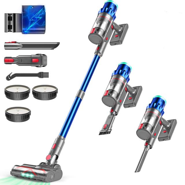 PINICO Akku Staubsauger, 550W 48000Pa Staubsauger Kabellos Blue+Grey 🧹🔋