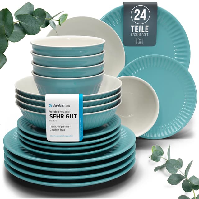 Hygge 24-tlg Steingut Geschirrset - Hochwertiges Skandinavisches Design 🍽️🌟