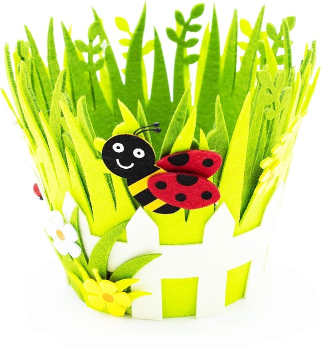 🐞🌿 HEITMANN DECO - Filz-Korb mit Marienkäfer, grün - Osterdeko 🌷