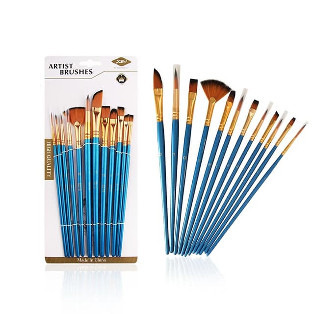 Hochwertiges Pinselset Acrylfarben, 12 Stück Aquarellpinsel 🎨