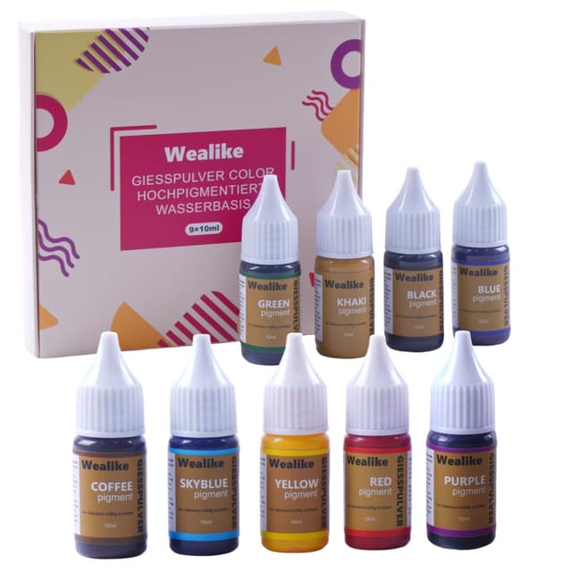🎨 Wealike Pigment auf Wasserbasis 10ml x 9 Set Farbpigmente für Gießpulver | gips zum gießen 🌟
