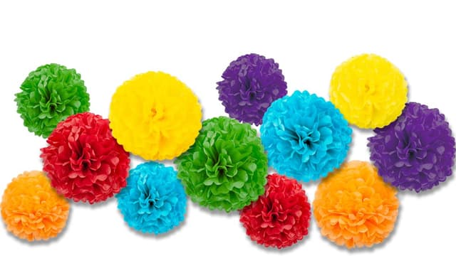 Bunte Seidenpapier Pompons für Partydekoration 🌈🎉