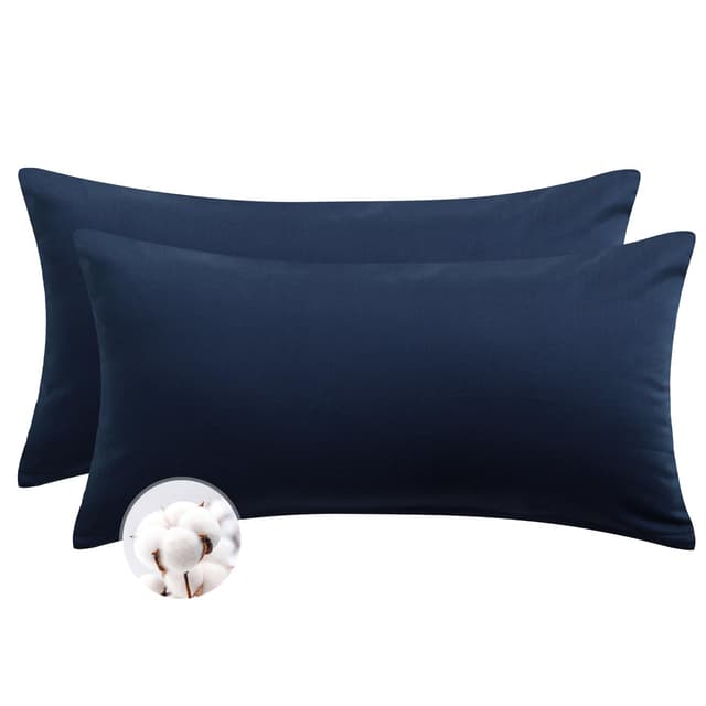🌟 2er Set Aisbo Kissenbezug 40x80 Baumwolle - Weicher Kopfkissenbezug in Blau mit Reißverschluss