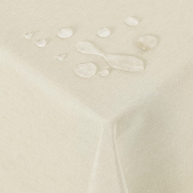 Deconovo Leinenoptik Tischdecke mit Lotuseffekt 130x220 cm Beige 🌼