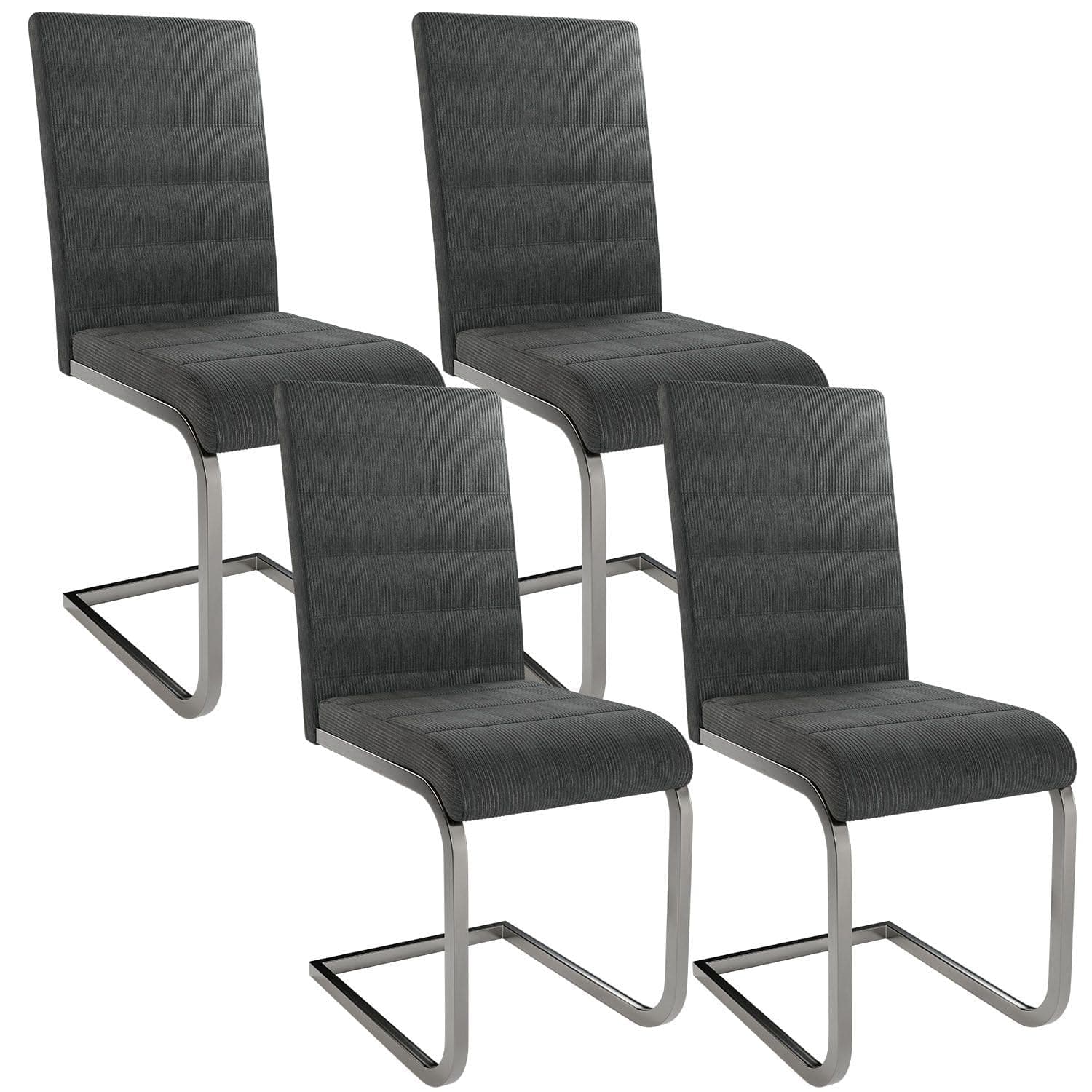 🪑🏡 Juskys Freischwinger Schwingstuhl Vegas 4er Set - Grau 4er Set Dunkelgrau 🪑🏡