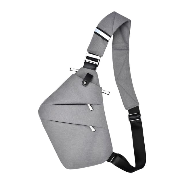 🎒 Fibrdoo Brusttasche | Anti-Diebstahl Sling Bag | Crossbody Schultertasche M Grau-1