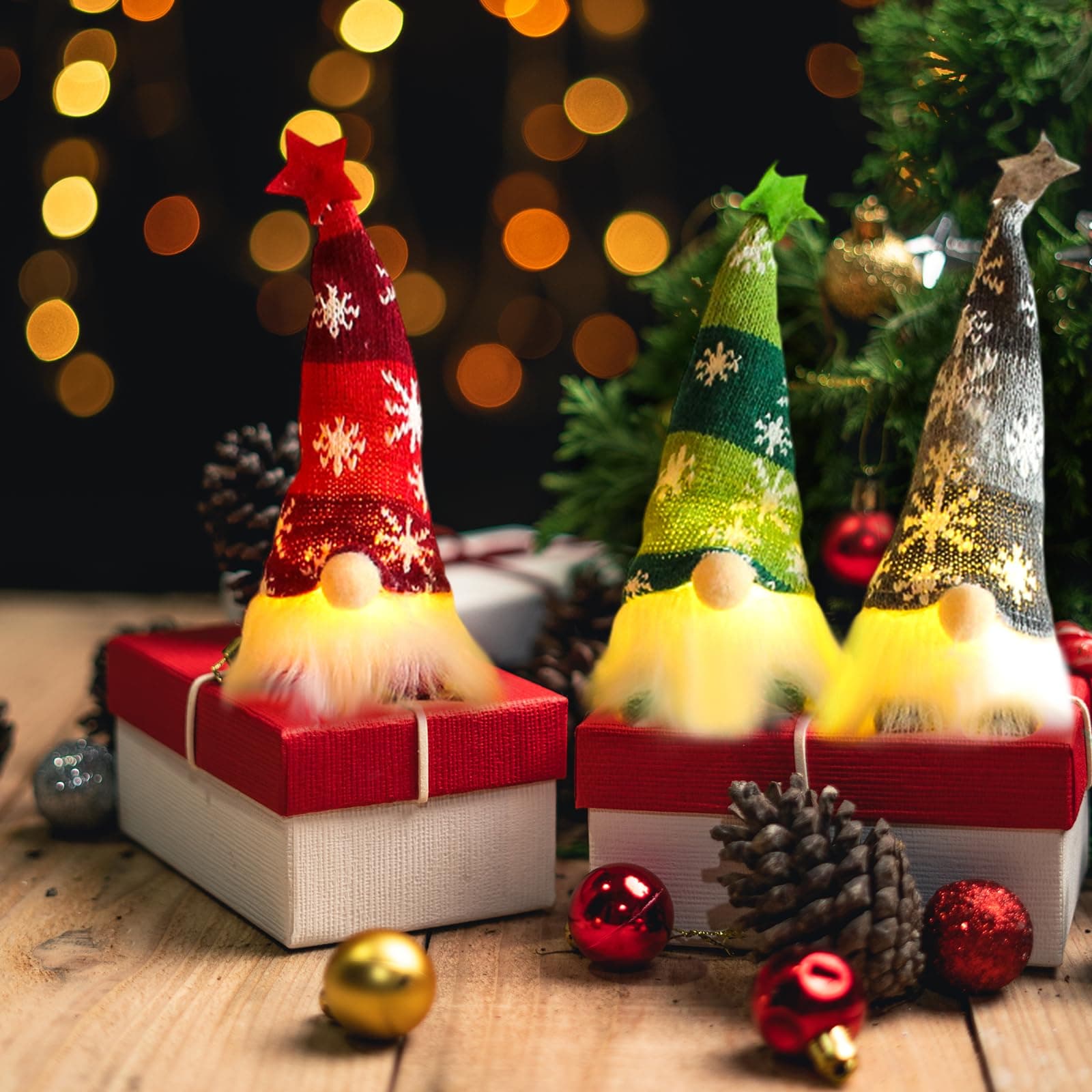 🎄🎅 3 Stück Weihnachtszwerg Schwedisch LED Figuren | Weihnachtsdeko Wichtel 🌟