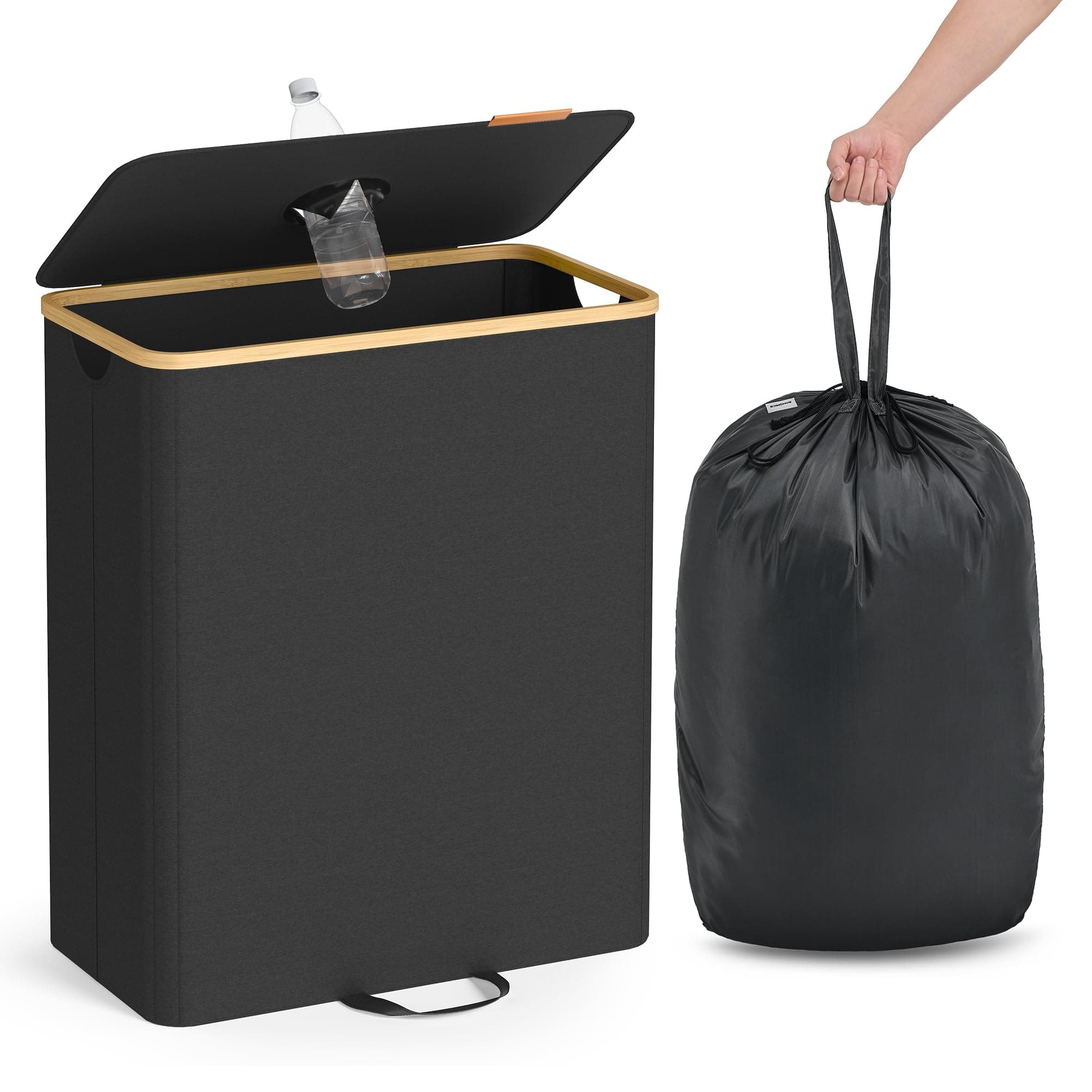 SONGMICS Pfandflaschen-Sammelbehälter, 135 L Pfandflaschen-Behälter 🌟 Recycling-Behälter mit stilvollem Design