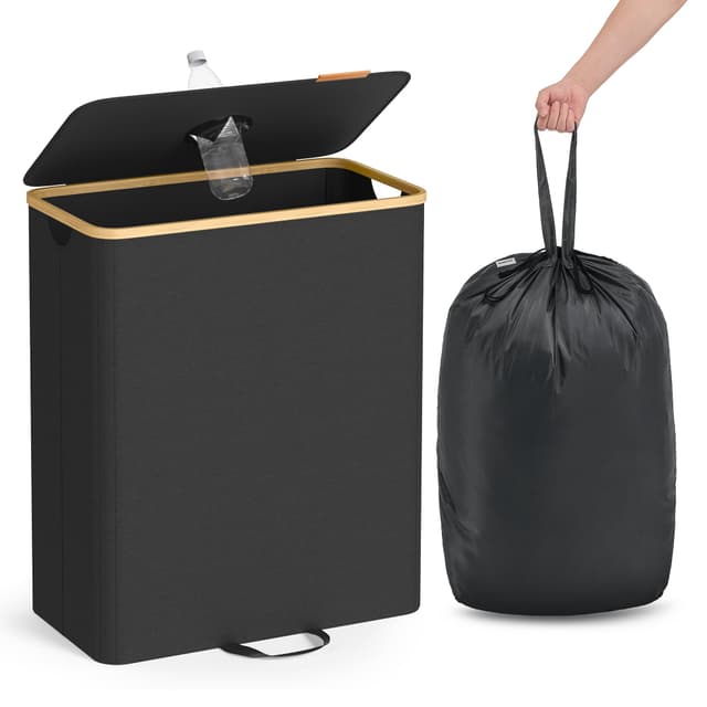 SONGMICS Pfandflaschen-Sammelbehälter, 135 L Pfandflaschen-Behälter 🌟 Recycling-Behälter mit stilvollem Design
