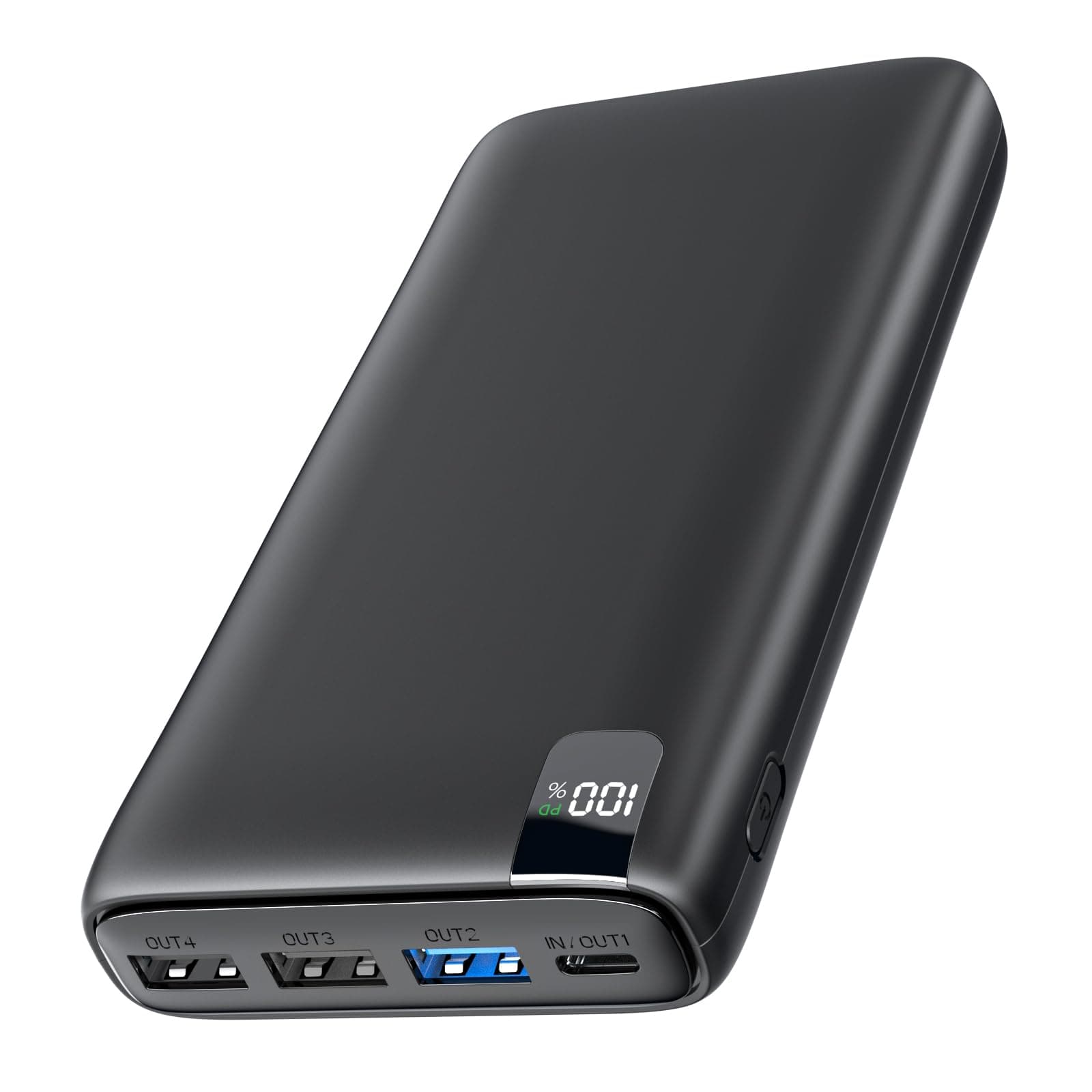 🔋 Hiluckey Powerbank 27000mAh Externer Akku: 22,5W Schnellladefunktion Power Bank PD USB C Tragbares Handy Ladegerät mit LED Display Schwarz