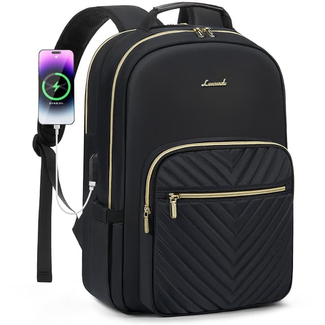 LOVEVOOK Rucksack Damen, Groß 15,6 Zoll Laptoptasche 🎒 Wasserdicht Schulrucksack Mädchen Teenager Daypacks Schwarz
