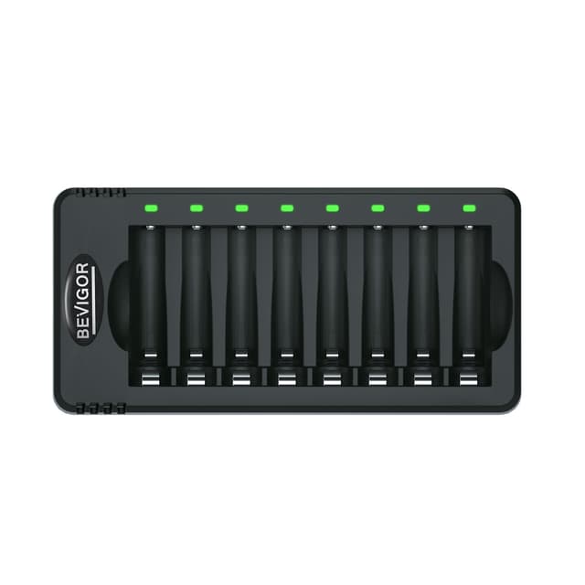 🔋 Bevigor Akku Ladegerät für AA und AAA | Schnellladung | 8-fach-Ladegerät