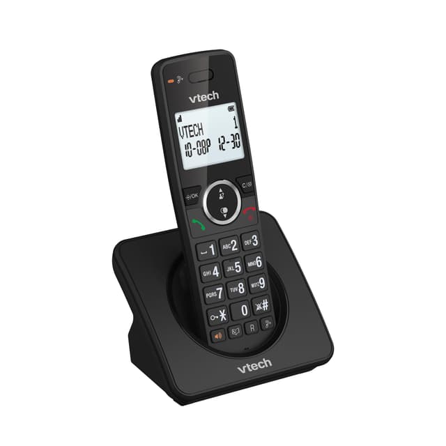 📞 VTech ES2000 DECT Schnurloses Telefon mit Anrufsperre, Lautstärkeregelung, Anrufer-ID/Anklopfen, 18 Stunden Sprechzeit, Schwarz