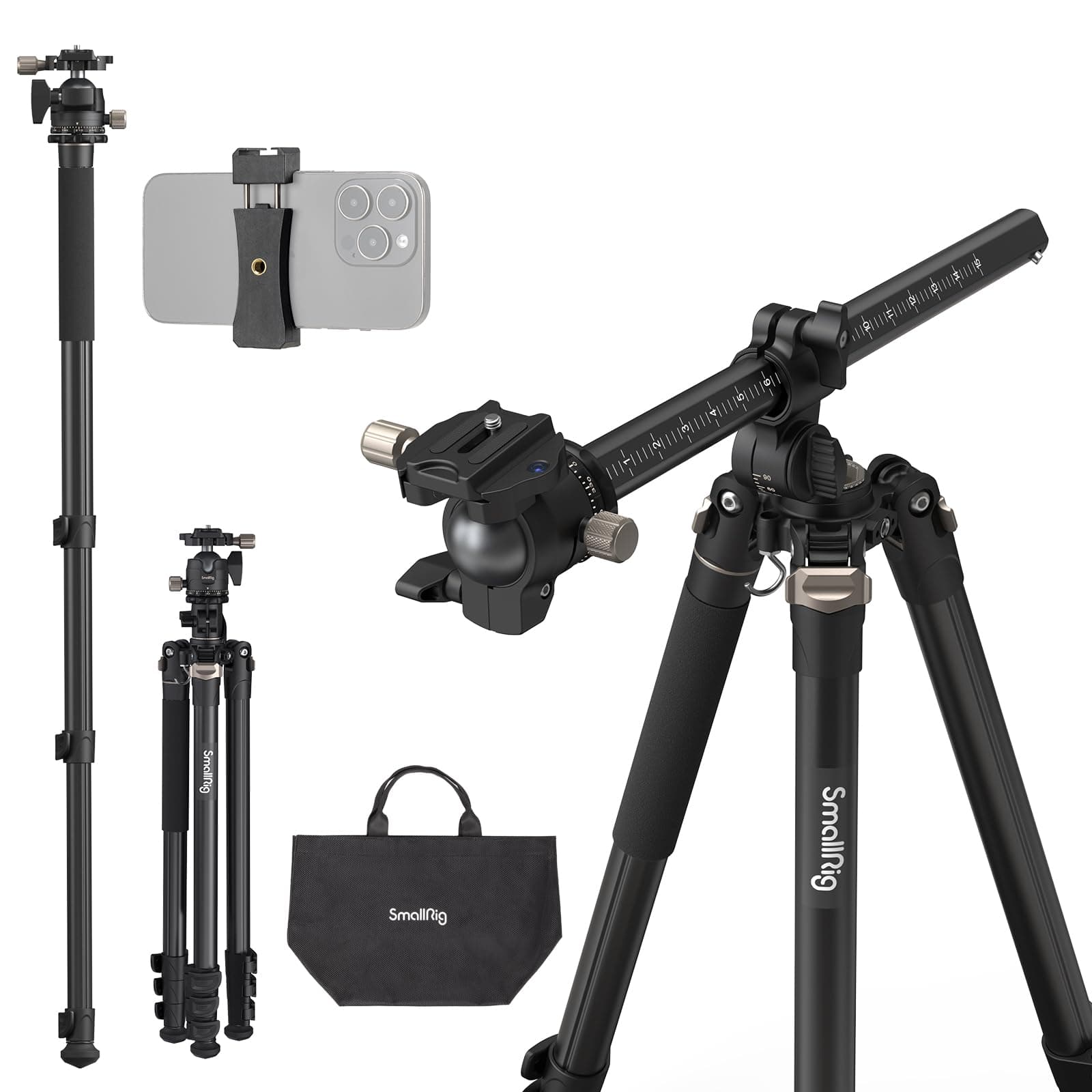 📸 SMALLRIG 73 Zoll Kamerastativ - 360° drehbare Mittelsäule