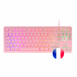 🌈 Mars Gaming MK023 Gaming Tastatur TKL Hybrid H-Mech Technologie FRGB Regenbogenbeleuchtung Rosa Französisch