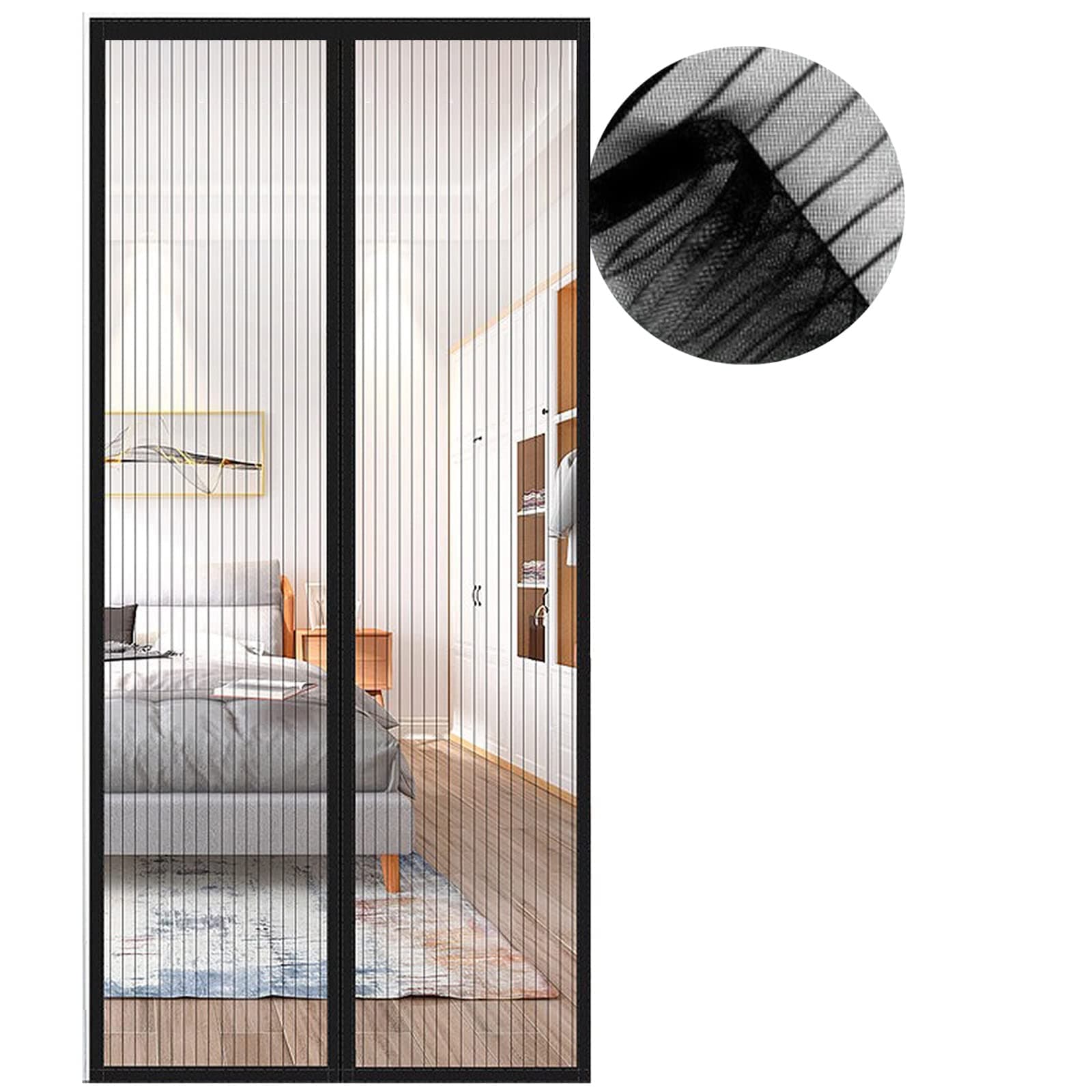 🚪🪟 Fliegengitter Tür Magnet 180x220 cm Schwarz