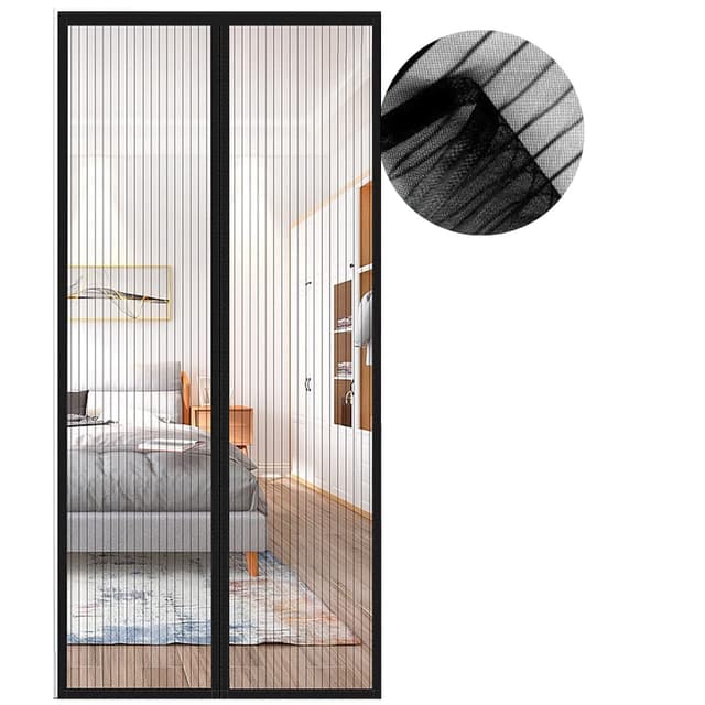 🚪🪟 Fliegengitter Tür Magnet 180x220 cm Schwarz