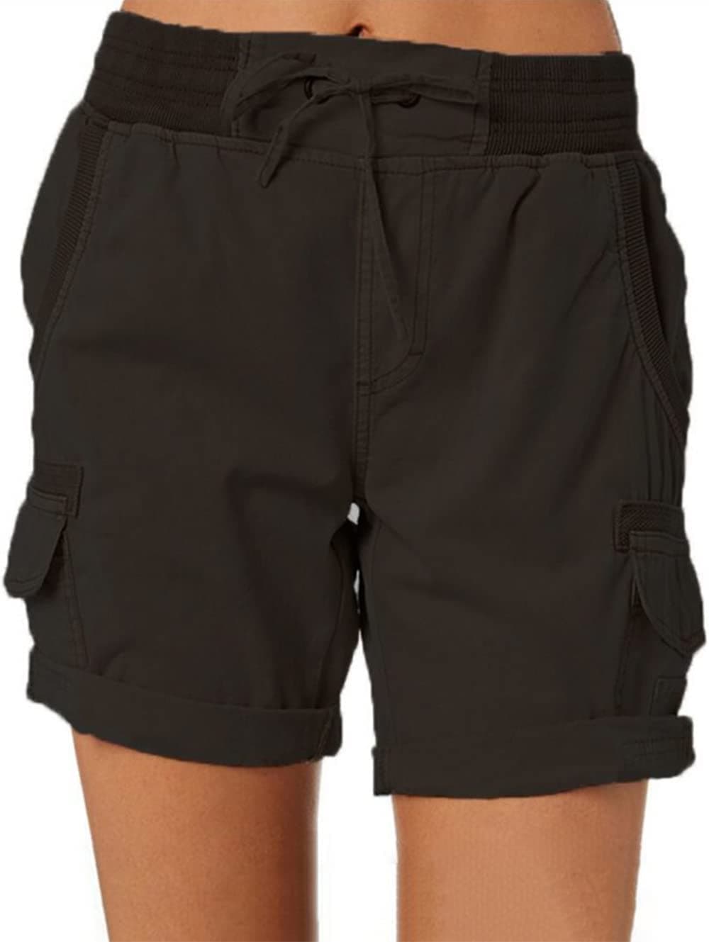 🌞 Imuedaen Damen Cargo Shorts Sommer Casual Kurze Hosen Bermuda Stoffhose Outdoorhose Strand Shorts mit Taschen A Schwarz XL 🌴