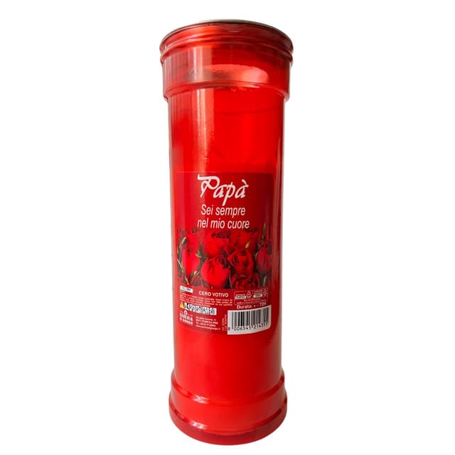 🕯️ Rotes Votivwachs mit Widmung 'Per Il Papa' - Lebensdauer 55 Stunden