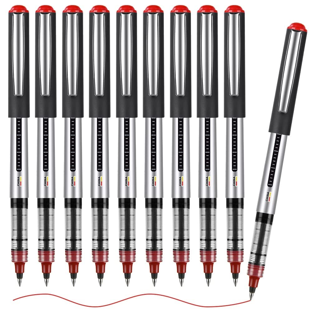 Angebot: OFFCUP Flüssigtinte Rollerball Stift, 10 Stück Gelstifte Rot