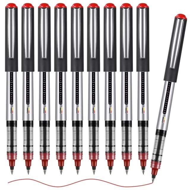 Angebot: OFFCUP Flüssigtinte Rollerball Stift, 10 Stück Gelstifte Rot