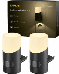 🌙🌟 Lyridz Nachtlicht Steckdose mit Bewegungssensor - 2 Stück, Ultrahelles, Dimmbar, Warmweißes LED Nachtlicht