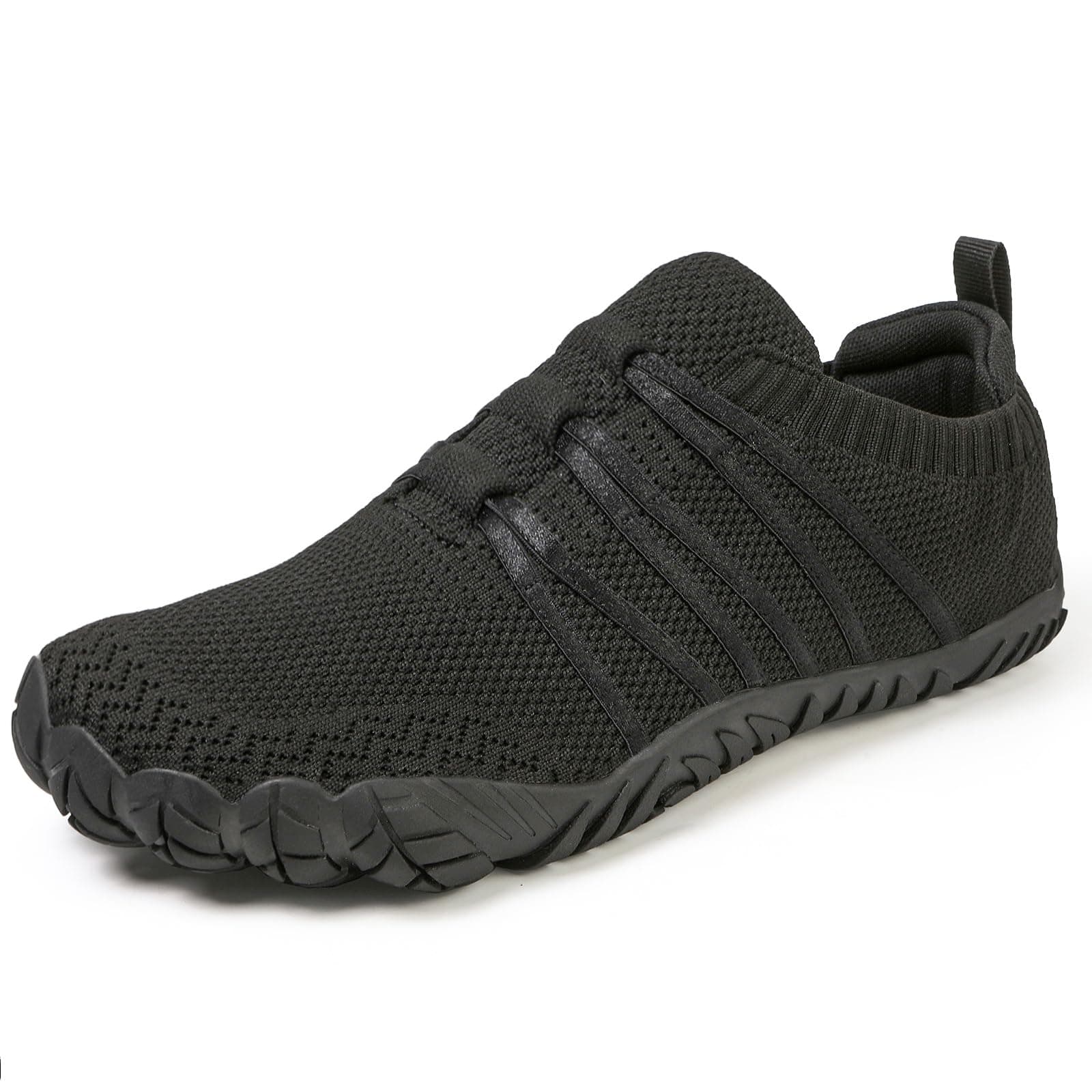 Barfußschuhe Damen Herren Breite Barfuss Schuhe Laufschuhe Zero-Drop Sohlen Zehenschuhe Schwarz