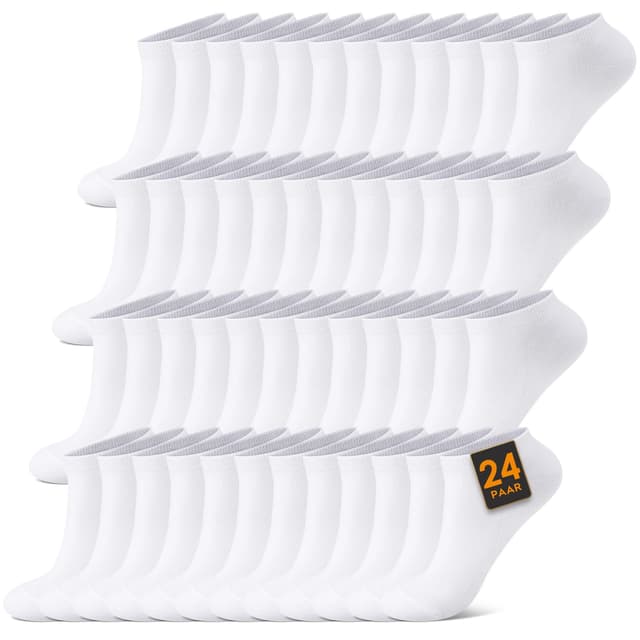 🧦 FALARY Sneaker Socken Herren & Damen 12 Paar 47-50 Weiß-24paar 🌟