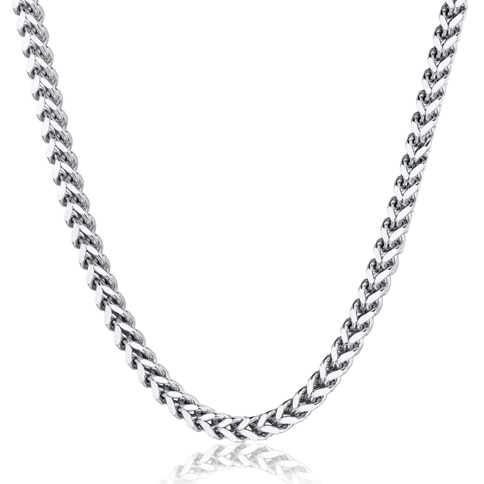 LOCCY Silber Herren Panzerkette Halskette | 6mm breit Edelstahl Franco Kette | Hip-Hop Kette | Länge 66cm