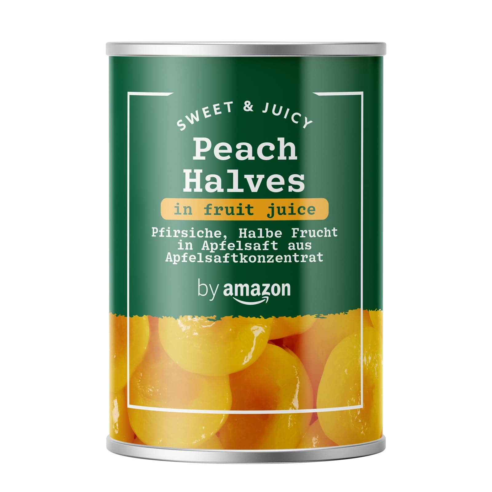 🍑 Amazon Pfirsiche, Halbe Frucht in Apfelsaft aus Apfelsaftkonzentrat, 411g - Sonderangebot!