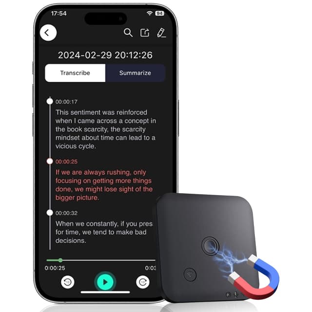 SOXOI KI Digitales Diktiergerät, 64GB Magnet Mini Aufnahmegerät 🎙️📱