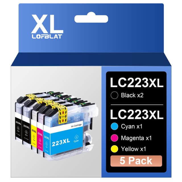 🌟 LOFBLAT LC223 XL Druckerpatronen Set für Brother - 5er Pack - 2 x Schwarz, 1 x Cyan, 1 x Gelb, 1 x Magenta
