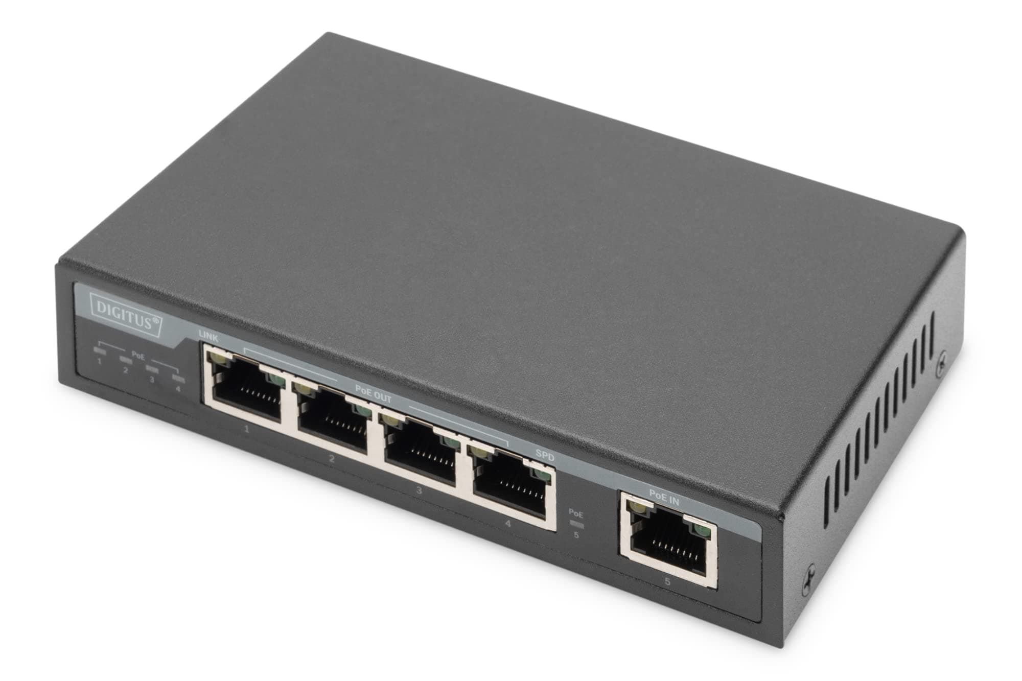 DIGITUS Gigabit PoE Indoor Extender, 4-Port, 85W 100m Verlängerung