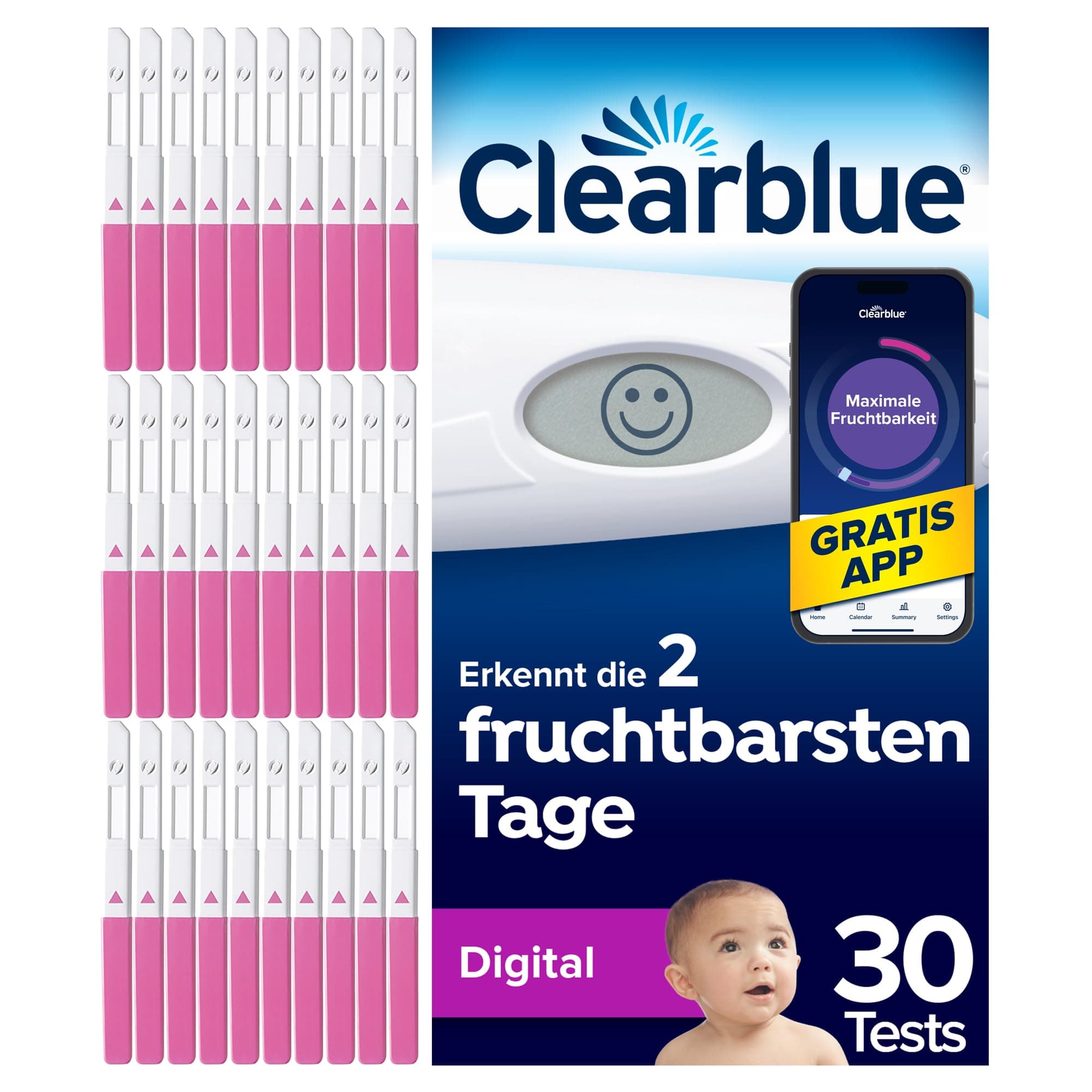 Clearblue Kinderwunsch Ovulationstest Kit Digital 🌟 Fruchtbarkeitstest für Frauen
