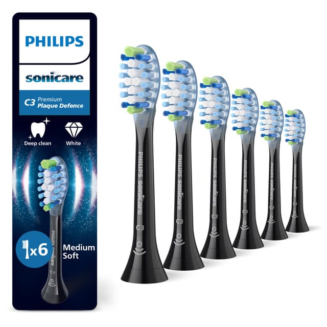 🦷 Philips Sonicare C3 Premium Plaque Defense Bürstenköpfe 6er-Pack - Schwarz 🖤